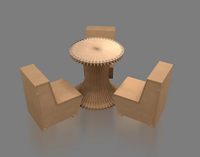 Modern Minimalist Sofa And Coffee Table Set With Round Tabletop And Padded Sofa Seats 3d model