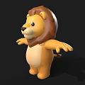 Cute 3D Cartoon Lion Character With Brown Mane And Open Arms
