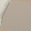 Beige Woven Square Rug with Soft Texture in Bedroom on Wooden Floor