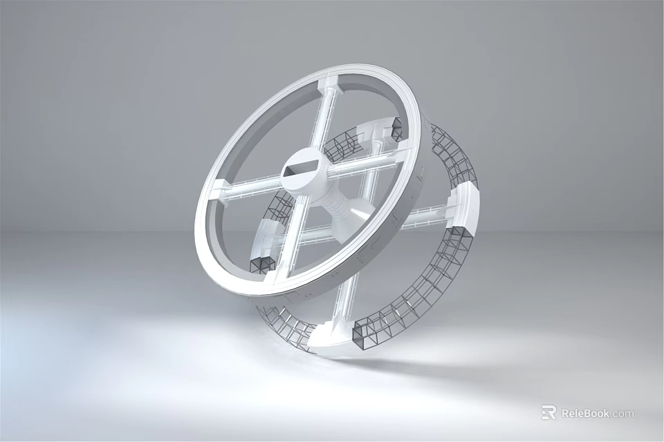 White Circular Grid Structure 3D Model With Modern Geometric Design Elements 3d model