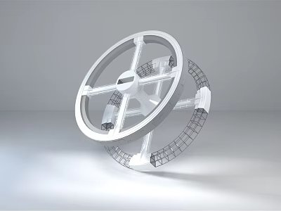 White Circular Grid Structure 3D Model With Modern Geometric Design Elements 3d model