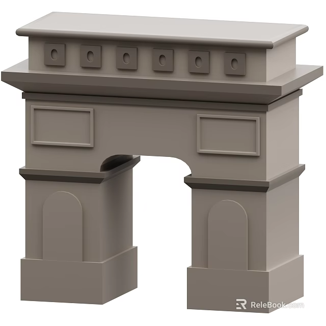 Scenic Landscape With Gray Stone Archway And Symmetrical Pillar Design Elements 3d model 