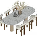 Middle style dining table and chair combination 3d model