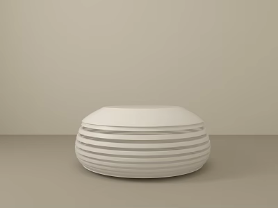 Modern White Round Coffee Table With Striped Design For Minimalist Living Room 3d model