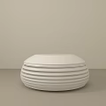 Modern White Round Coffee Table With Striped Design For Minimalist Living Room