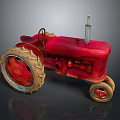 Vintage Red Tractor Utility Vehicle With Large Wheels And Classic Metal Body