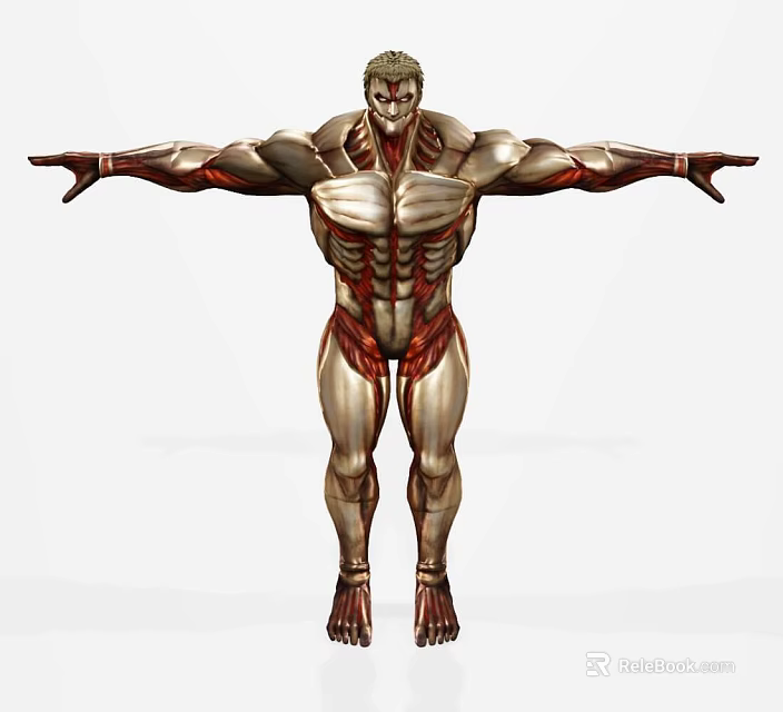 Detailed Game Movie Character With Muscular Silver Metallic Body Anatomical Features Arms Outstretched Pose 3d model 