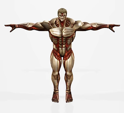Detailed Game Movie Character With Muscular Silver Metallic Body Anatomical Features Arms Outstretched Pose 3d model