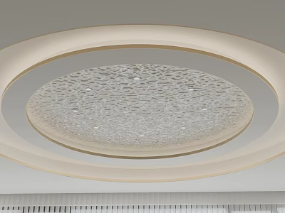 Elegant Modern Circular Ceiling Design With Textured Center And Light Border 3d model