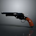 Vintage Revolver Firearm With Black Metal Body And Wooden Grip Design