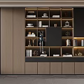 Modern Wooden Bookcase With Lighting Shelves Decorative Items And Storage Space