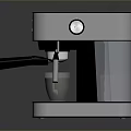 Modern Stainless Steel Kitchen Counter With Espresso Machine Coffee Cup Digital Display And Black Design