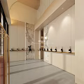 Liquor and Tobacco Specialty Store Facade With Wooden Wall Glass Door And Product Display Shelves