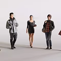 Tech Exhibition Hall Displaying Visitors in Diverse Outfits and Varied Standing Poses