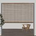 Natural Bamboo Blinds For Modern Interior With Wooden Floor And Chair