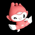 Cute Pink Doll With Big Eyes Smiling Face Small Horns And White Hands Feet