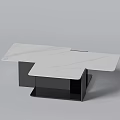 Unique Modern Coffee Table With White Marble Top And Black Geometric Base 3d model