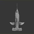 Silver Hammerhead Shark Model With Cracked Texture On Dark Background 3d model