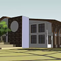 Contemporary Building Complex Design With White Walls Dark Roofs Green Landscaping And Circular Courtyard