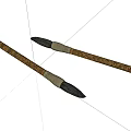 Two Traditional Chinese Calligraphy Brushes with Carved Golden Patterns on Elegant Bamboo Handles