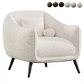 Plush Cream Colored Single Sofa With Accent Pillow Small Round Cushion And Black Wooden Legs