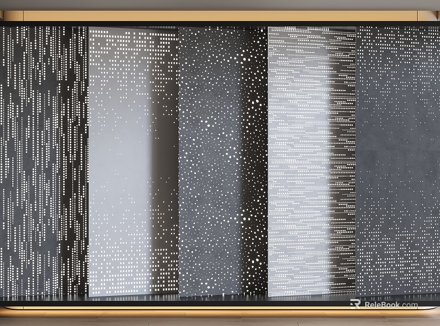 Modern Luxury Background Wall With Multiple Textures And Metal Frame In Black White Gray 3d model 