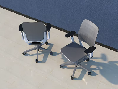 Modern Office Chairs With Grey Seats Black Armrests And Wheeled Bases 3d model