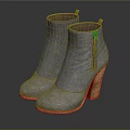 Stylish Gray Suede Ankle Boots With Side Zipper And Block Heel Design