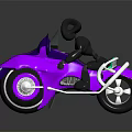 Futuristic Purple Blue Motorcycle with Black Humanoid Rider and Sleek Design