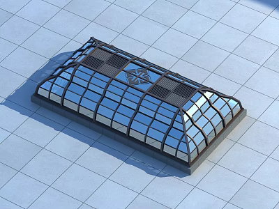 Contemporary Glass Roof Structure With Metal Frame And Decorative Central Pattern 3d model
