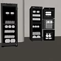 Poliform Black Kitchen Appliances With Layered Shelves Tableware Storage And Lighting 3d model