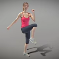 Woman In Pink Tank Top Doing Single Leg Exercise With Sneakers On Grey Background