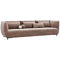 Three Seater Sofa in Various Neutral Tones with Upholstered Modern Minimalist Design and Decorative Round Pillows