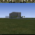Modern Hotel Building Exterior With Glass Windows Palm Trees And Main Entrance