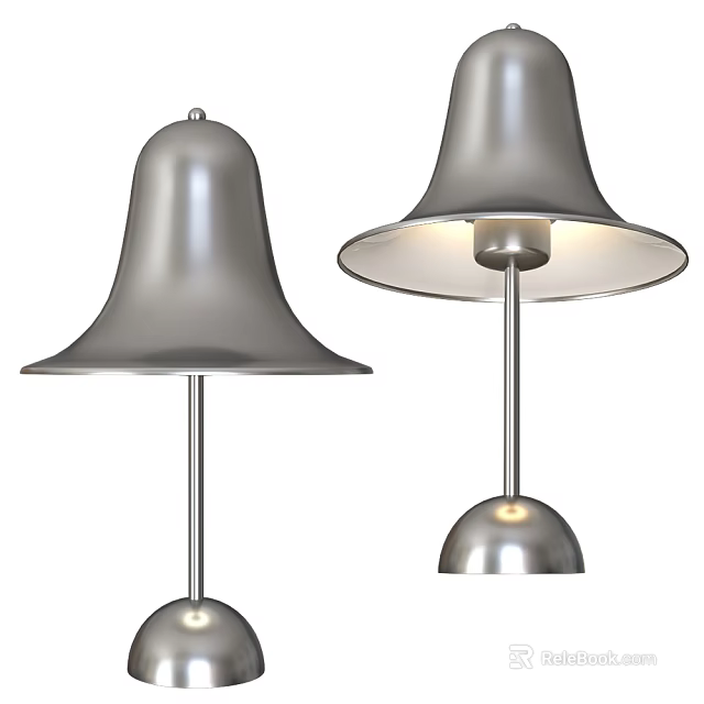 Modern Metal Table Lamp With Bell Shaped Lampshade And Stylish Design 3d model 