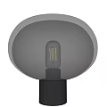 Modern Table Lamp with Spherical Glass Shade and Vintage Filament Bulb on Black Base