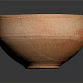 Orange Clay Sculpture Bowl With Broken Edge And Carved Patterns 3d model