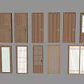 Single-door swing door Japanese-style rattan single-door Japanese-style sliding door lattice swing door 3d model
