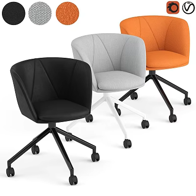 Modern Table And Chair Combination With Black Gray Orange Wheeled Chairs Design 3d model