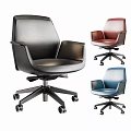 Modern Leather Office Chairs Black Red Blue With Armrests Swivel Wheels