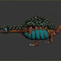 Colorful Fantasy Reptile Sculpture With Green Shell Orange Body And Blue Claws