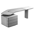 Elegant Modern Wooden Office Desk With Transparent Top And Drawer Cabinet