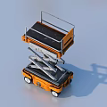Orange Mobile Scissor Lift Platform With Hydraulic Lifting System And Guardrail