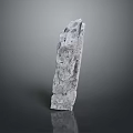 Natural Gray Decorative Stone with Textured Surface Standing Vertically on Dark Background 3d model