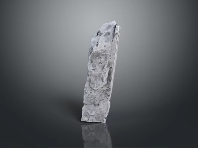 Natural Gray Decorative Stone with Textured Surface Standing Vertically on Dark Background 3d model