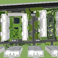 Residential Entrance Gate Design with High Rise Buildings Green Spaces and Central Courtyard
