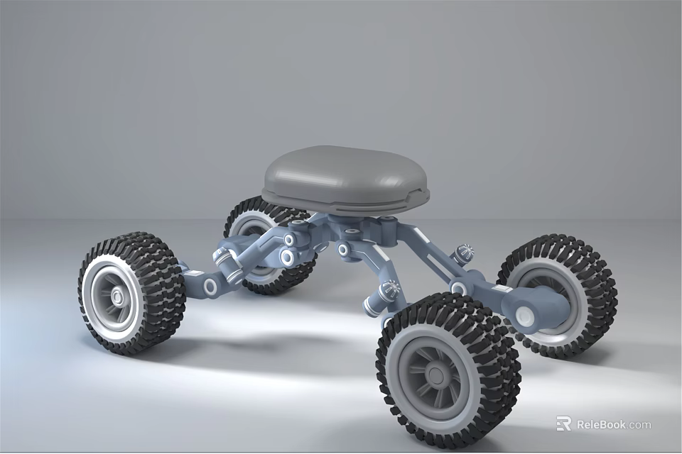 Small Off Road Car With Four Large Wheels And Gray Seat 3d model 