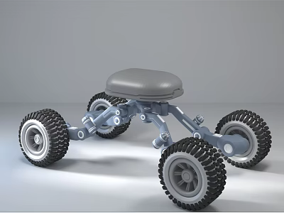 Small Off Road Car With Four Large Wheels And Gray Seat 3d model