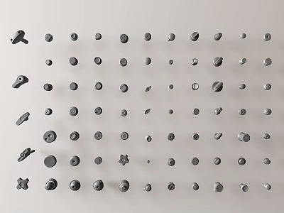Assorted Hardware Tools Including Bolts Nuts Screws And Washers Neatly Arranged On White Background 3d model