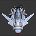 Blue Futuristic Aerial Vehicle With Streamlined Design Cockpit And Mechanical Details